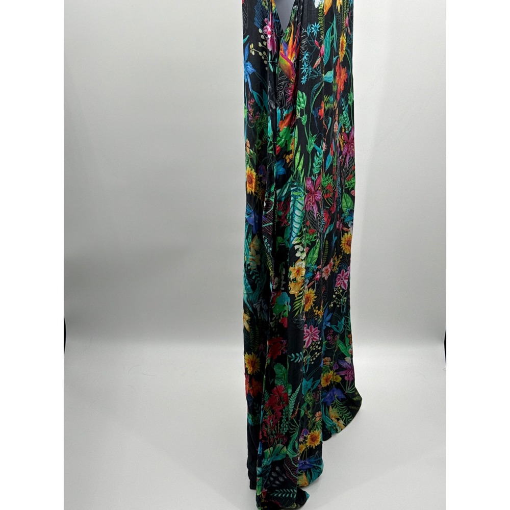 Tropical Floral Wide Leg Jumpsuit Women Black V-Neck Sleeveless Boho XL - Picture 5 of 12